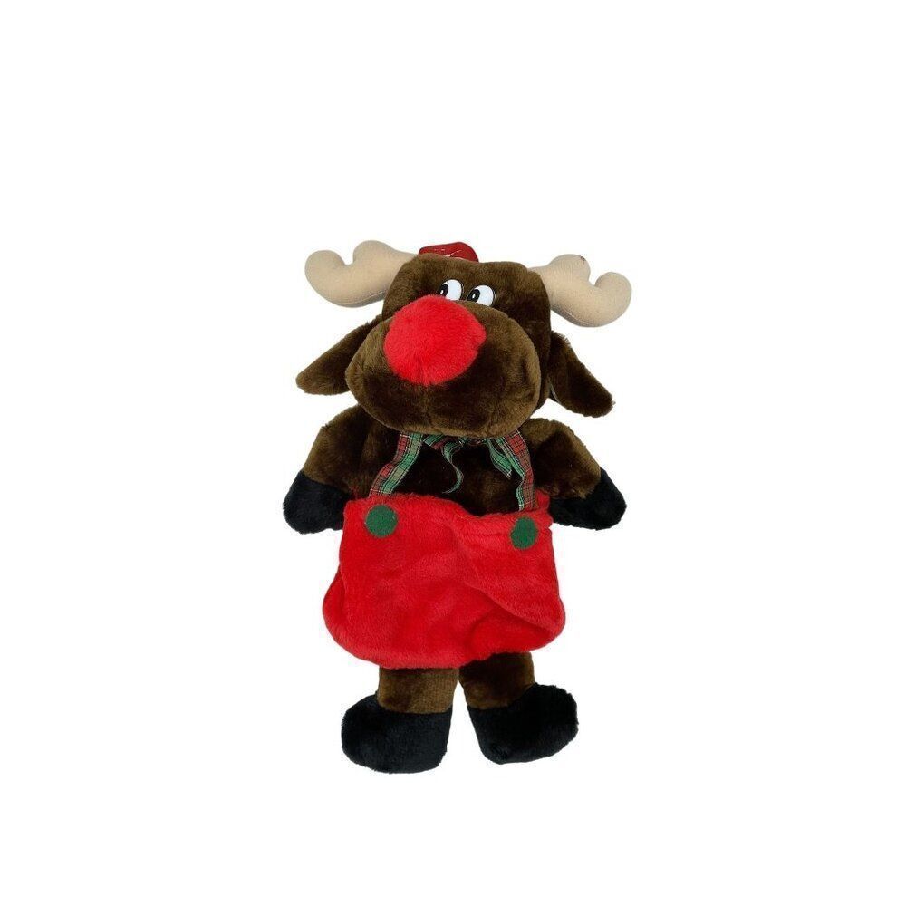 Vintage Rudolph Plush Reindeer Stocking Stuffed Kids Christmas Decor